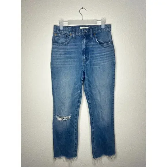 MADEWELL 30" Slim Demi-Boot Jeans in Danville Wash Ripped Edition Medium Wash - Picture 3 of 16